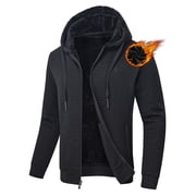 Tyhengta Mens Fleece Jackets Sherpa Lined Hoodies Zip Up Plaid Shirt Warm Winter Jackets for Men with Zipper Pockets