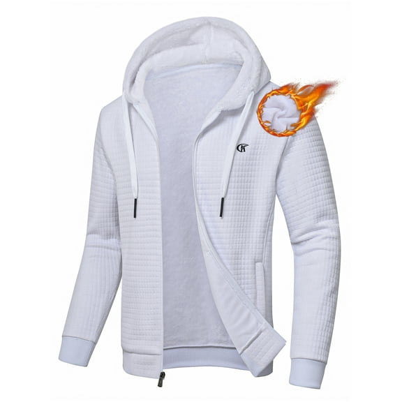 Tyhengta Men's Fleece Jackets Sherpa Lined Hoodies Zip Up Plaid Shirt Warm Winter Jackets for Men with Zipper Pockets