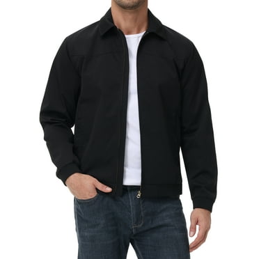 Tyhengta Men's Lightweight Jackets Casual Windbreaker Zip Up Collared Jacket Golf Windproof Coat Black 2XL