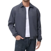 Men's Lightweight Jackets Casual Windbreaker Zip Up Collared Jacket Golf Windproof Coat Iron Gray L