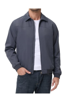 Men's Lightweight Jackets Casual Windbreaker Zip Up Collared Jacket Golf Windproof Coat Iron Gray L