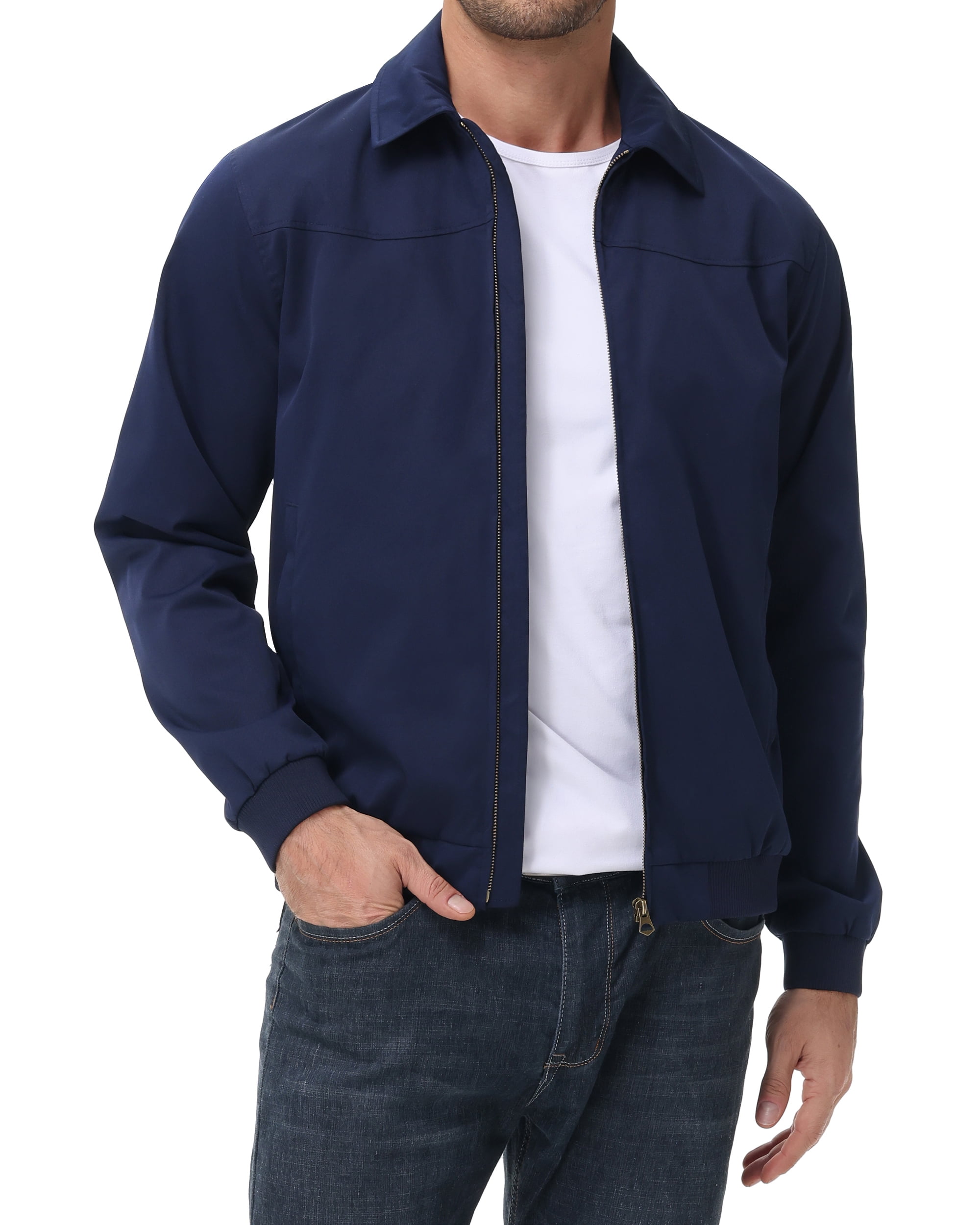 Tyhengta Men's Lightweight Jackets Casual Windbreaker Zip Up Collared ...