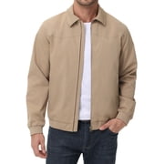 Tyhengta Mens Lightweight Jackets Casual Windbreaker Zip Up Collared Jacket Golf Windproof Coat khaki S