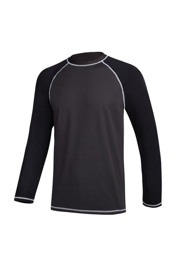 Men's Long Sleeve Swim Shirts Rashguard UPF 50+ UV Sun Protection Shirt Athletic Workout Running Hiking T-Shirt Swimwear CharcoalGray/Black L