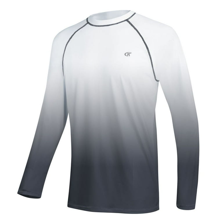 Tyhengta Men s Long Sleeve Swim Shirts Rashguard UPF 50 UV Sun Protection Shirt Athletic Workout Running Hiking T Shirt Swimwear White Gradient Grey 4XL Walmart