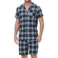 thumbnail image 1 of Tyhengta Men's Pajamas Plaid Sets Sleepwear Pajama Collar Short Sleeve Shirts and Pants Mens Pjs Lounge Set With Pockets Gradient color XXL, 1 of 6