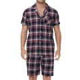 thumbnail image 1 of Tyhengta Men's Pajamas Plaid Sets Sleepwear Pajama Collar Short Sleeve Shirts and Pants Mens Pjs Lounge Set With Pockets Navy/Red XXL, 1 of 6