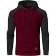 thumbnail image 1 of Tyhengta Men's Hoodies Pullover Plaid Jacquard Hoodie Long Sleeve Casual Drawstring Sweatshirts with Pocket Winered/Black XXL, 1 of 8