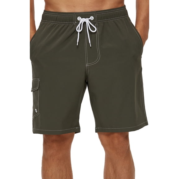 Tyhengta Men's Quick Dry Swim Trunks Mesh Lining Beach Board Shorts with Pockets Armygreen XL