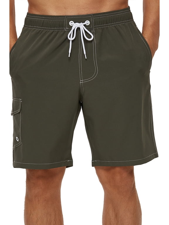 Men's Quick Dry Swim Trunks Mesh Lining Beach Board Shorts with Pockets Armygreen XL