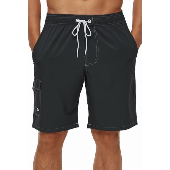 Tyhengta Men's Quick Dry Swim Trunks Mesh Lining Beach Board Shorts with Pockets Carbon gray L