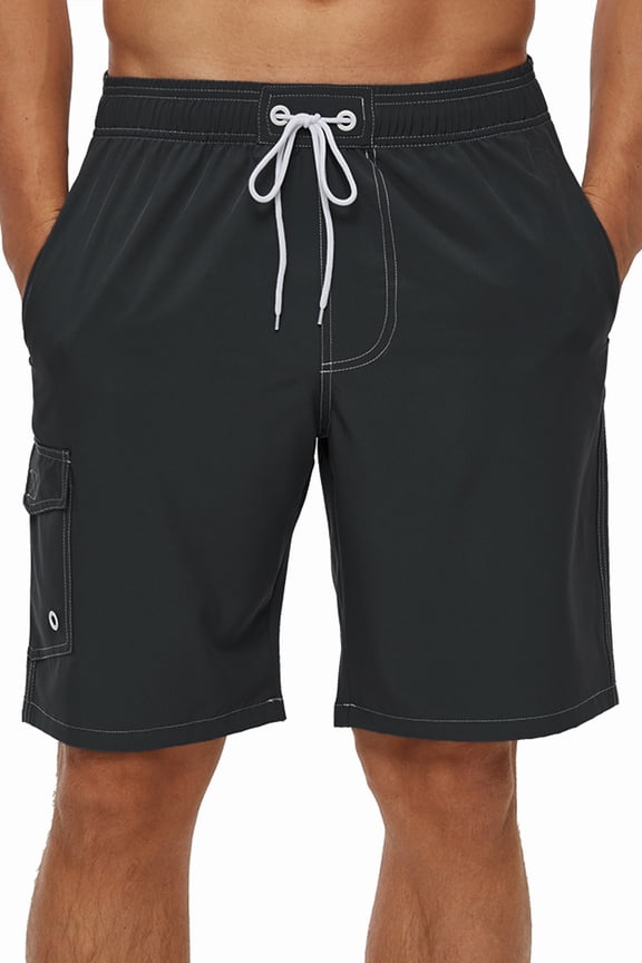 Men's Quick Dry Swim Trunks Mesh Lining Beach Board Shorts with Pockets Carbon gray L