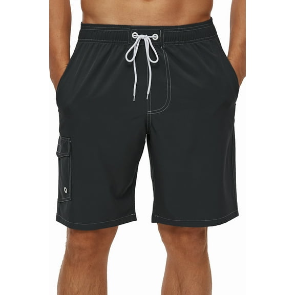 Tyhengta Men's Quick Dry Swim Trunks Mesh Lining Beach Board Shorts with Pockets Carbon gray M