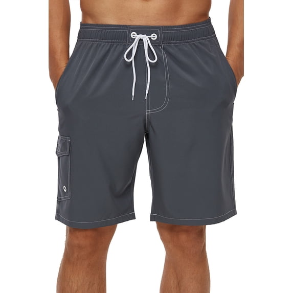 Tyhengta Men's Quick Dry Swim Trunks Mesh Lining Beach Board Shorts with Pockets Grey M