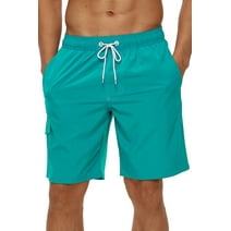 Tyhengta Men's Quick Dry Swim Trunks Mesh Lining Beach Board Shorts with Pockets Lakeblue M