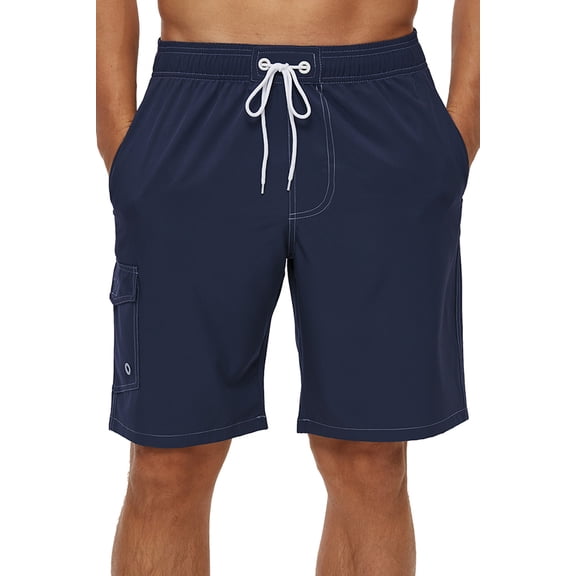 Tyhengta Men's Quick Dry Swim Trunks Mesh Lining Beach Board Shorts with Pockets Navy L