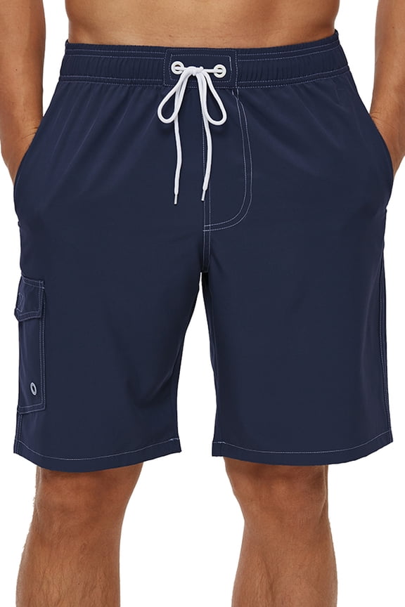 Men's Quick Dry Swim Trunks Mesh Lining Beach Board Shorts with Pockets Navy XS