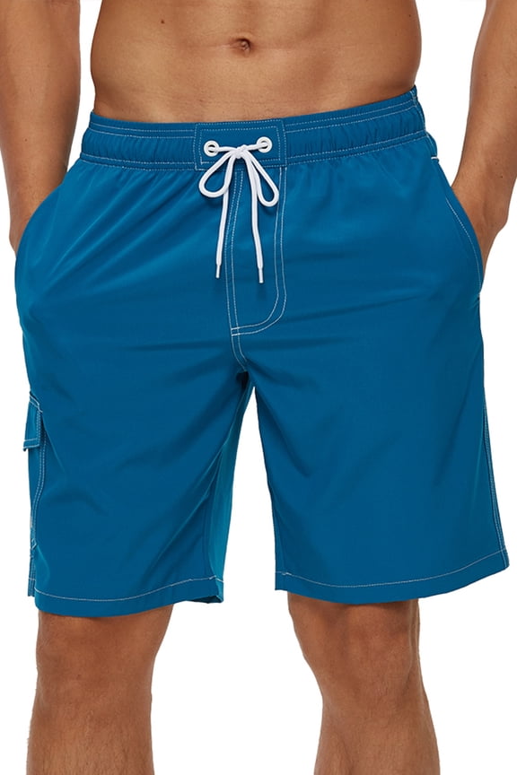 Men's Quick Dry Swim Trunks Mesh Lining Beach Board Shorts with Pockets Peacockblue XS