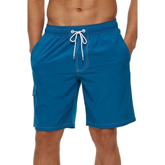Tyhengta Men's Quick Dry Swim Trunks Mesh Lining Beach Board Shorts with Pockets Peacockblue XS