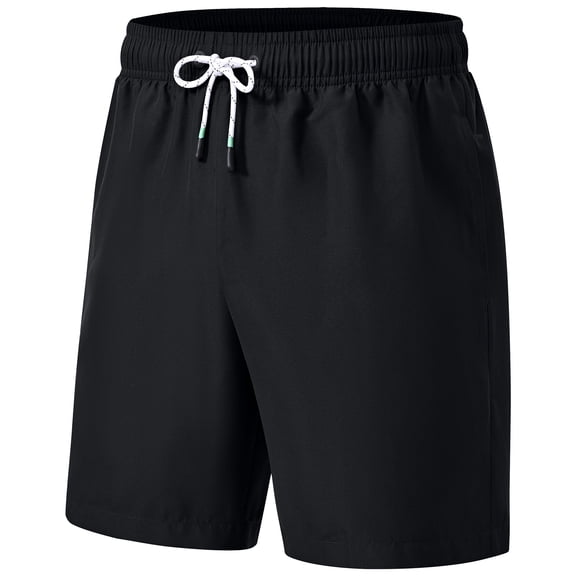 Tyhengta Men's Swim Trunks Quick Dry Beach Shorts with Zipper Pockets and Mesh Lining Black 34