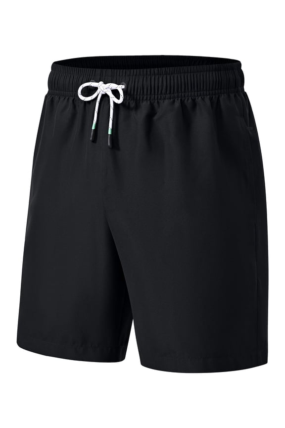 Men's Swim Trunks Quick Dry Beach Shorts with Zipper Pockets and Mesh Lining Black 34
