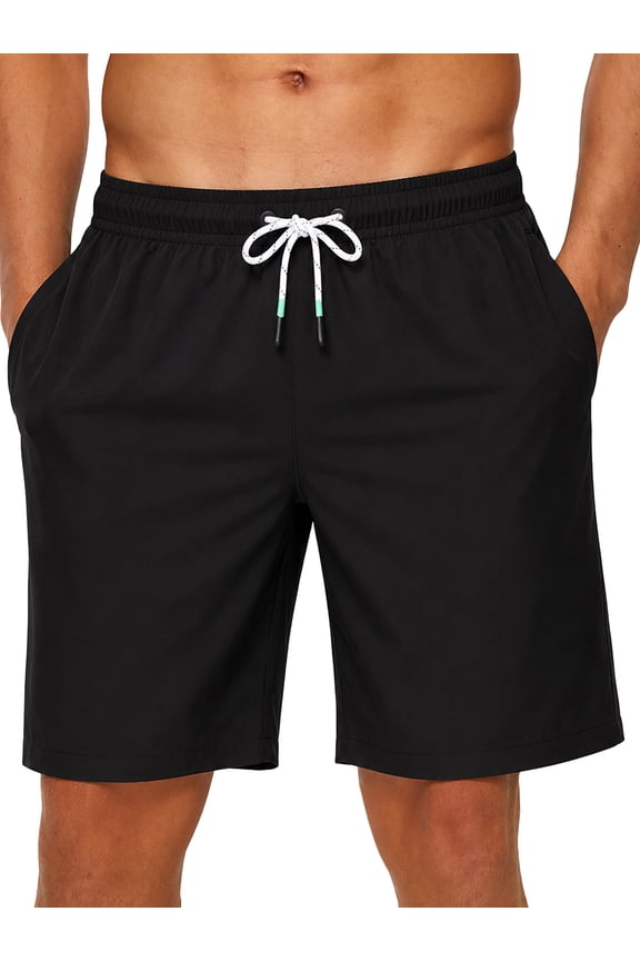 Men's Swim Trunks Quick Dry Beach Shorts with Zipper Pockets and Mesh Lining Black 36