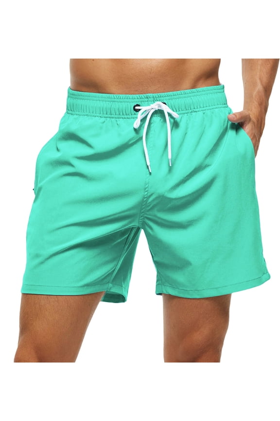 Men's Swim Trunks Quick Dry Beach Shorts with Zipper Pockets and Mesh Lining Grassgreen 32