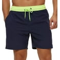 thumbnail image 1 of Tyhengta Men's Swim Trunks Quick Dry Beach Shorts with Zipper Pockets and Mesh Lining Green Navy 30, 1 of 8