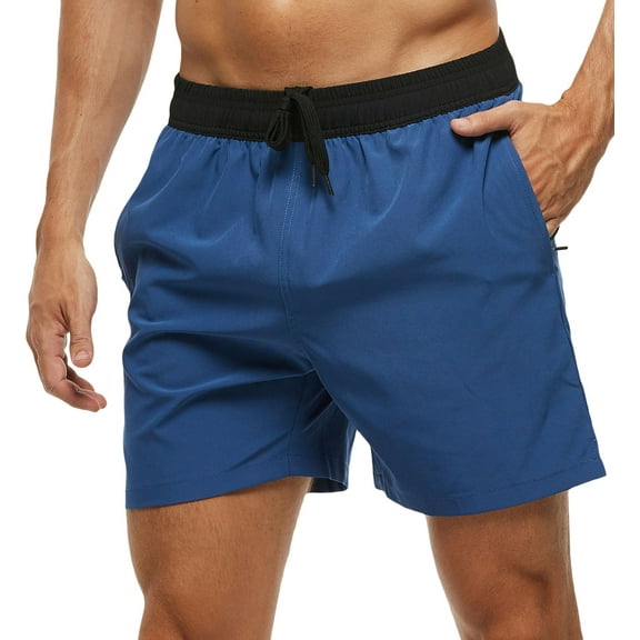 Tyhengta Men's Swim Trunks Quick Dry Beach Shorts with Zipper Pockets and Mesh Lining Navyblue 32