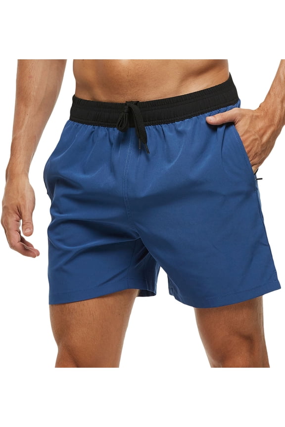 Men's Swim Trunks Quick Dry Beach Shorts with Zipper Pockets and Mesh Lining Navyblue 32