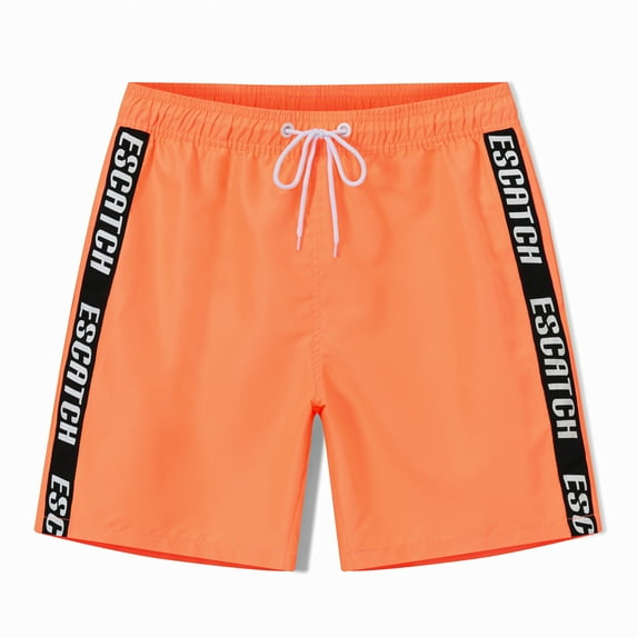 Tyhengta Men's Swim Trunks Quick Dry Beach Shorts with Zipper Pockets and Mesh Lining Orange 38