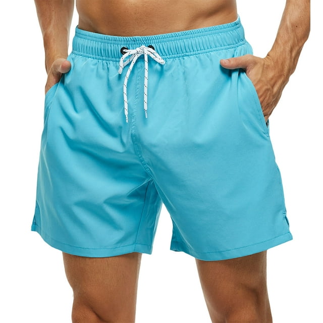 Tyhengta Men's Swim Trunks Quick Dry Beach Shorts with Zipper Pockets and Mesh Lining Skyblue 32