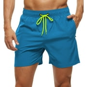 Tyhengta Men's Swim Trunks Quick Dry Beach Shorts with Zipper Pockets and Mesh Lining Turquoise 32