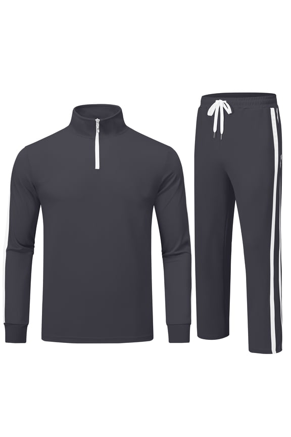 Men's Tracksuits Athletic 2 Piece Set 1/4 Zipper Casual Jogging Suit Gym Sportswear Carbon Gray 2XL