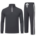 thumbnail image 1 of Tyhengta Men's Tracksuits Athletic 2 Piece Set 1/4 Zipper Casual Jogging Suit Gym Sportswear Carbon Gray L, 1 of 8