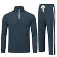 thumbnail image 1 of Tyhengta Men's Tracksuits Athletic 2 Piece Set 1/4 Zipper Casual Jogging Suit Gym Sportswear Navy Blue L, 1 of 8