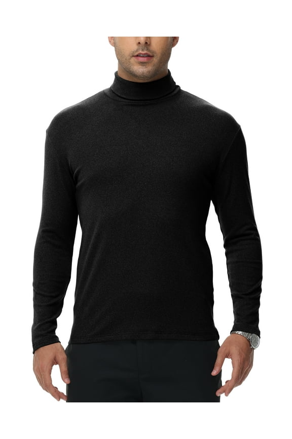 Men's Turtleneck Sweaters Long Sleeve Pullover Sweaters Mock Neck Knitted T-Shirt Basic Slim Fit Tee Tops Black 2XL