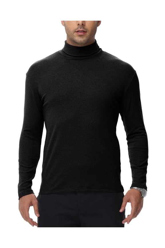 Men's Turtleneck Sweaters Long Sleeve Pullover Sweaters Mock Neck Knitted T-Shirt Basic Slim Fit Tee Tops Black XL
