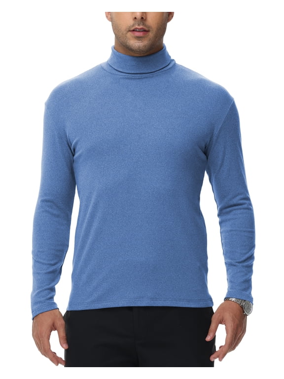 Men's Turtleneck Sweaters Long Sleeve Pullover Sweaters Mock Neck Knitted T-Shirt Basic Slim Fit Tee Tops Grayish Blue L