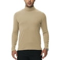thumbnail image 1 of Tyhengta Men's Turtleneck Sweaters Long Sleeve Pullover Sweaters Mock Neck Knitted T-Shirt Basic Slim Fit Tee Tops Khaki 2XL, 1 of 10
