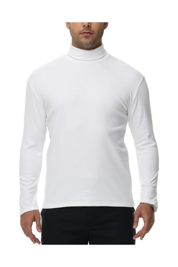 Men's Turtleneck Sweaters Long Sleeve Pullover Sweaters Mock Neck Knitted T-Shirt Basic Slim Fit Tee Tops White 2XL