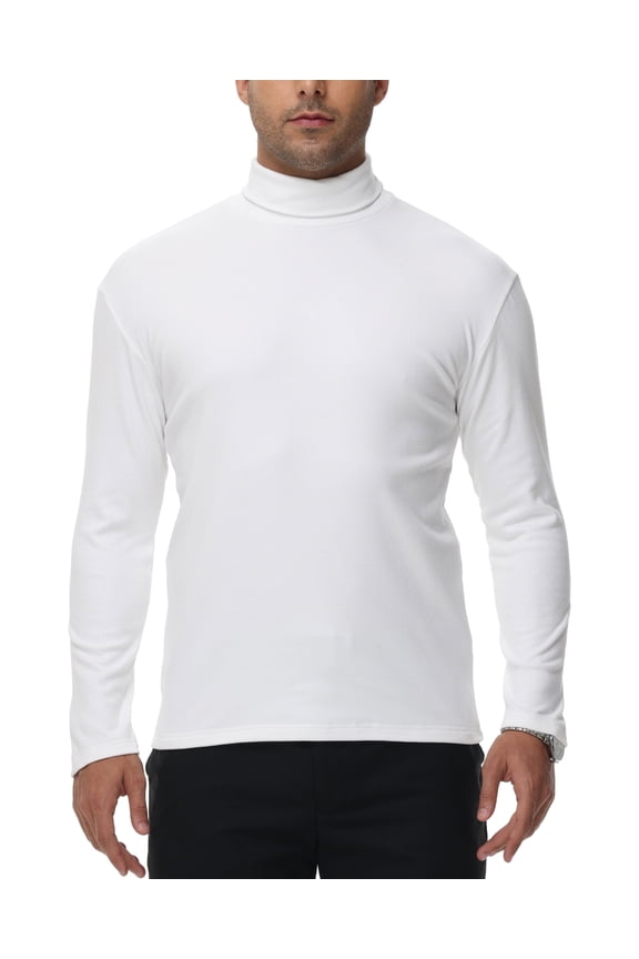 Men's Turtleneck Sweaters Long Sleeve Pullover Sweaters Mock Neck Knitted T-Shirt Basic Slim Fit Tee Tops White M