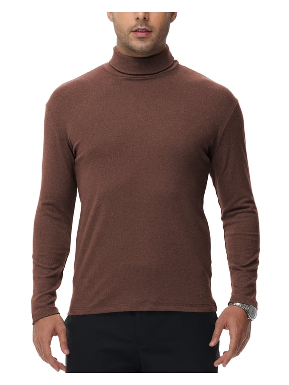 Men's Turtleneck Sweaters Long Sleeve Pullover Sweaters Mock Neck Knitted T-Shirt Basic Slim Fit Tee Tops coffee M