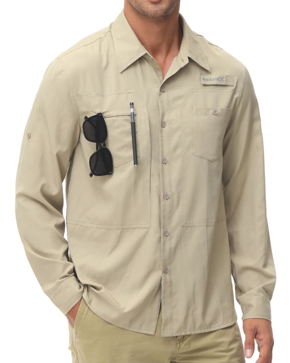HUK Men's Long Sleeve UPF+ 50 Pursuit Fin Flats Tech Crew Shirt (Volcanic  Ash, M) 