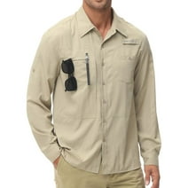Bufgaceh Mens Shirts Long Sleeve Button Down Shirt Tactical Cargo Work ...