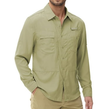 Toumett Long Sleeve Fishing Shirts for Men Quick Dry Hiking Work Shirt ...