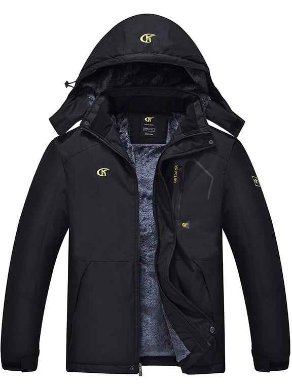 Men's Waterproof Ski Jacket Warm Winter Snow Coat Mountain Windbreaker Hooded Raincoat Black L