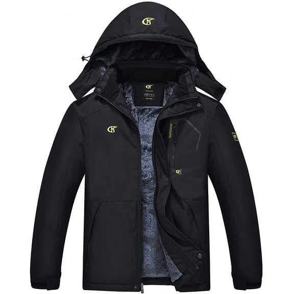 Tyhengta Men's Waterproof Ski Jacket Warm Winter Snow Coat Mountain Windbreaker Hooded Raincoat Black XXL