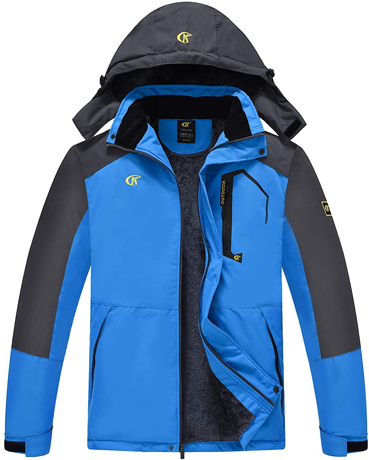 Tyhengta Men's Waterproof Ski Jacket Warm Winter Snow Coat Mountain Windbreaker Hooded Raincoat Blue XXL