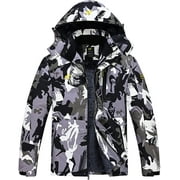 Men's Waterproof Ski Jacket Warm Winter Snow Coat Mountain Windbreaker Hooded Raincoat Camo2 Army/Gray XL